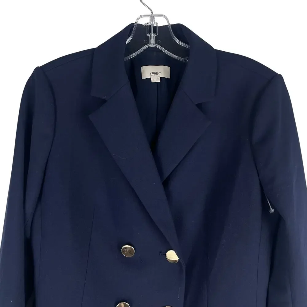 Ann Taylor LOFT Double Breasted Gold Button Blazer Jacket Navy Size 2